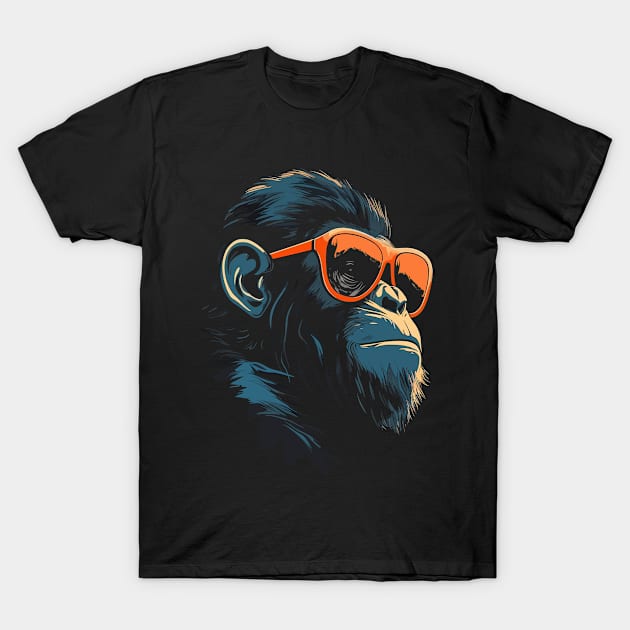 Chimpanzee Sunglasses T-Shirt by bridgewalker